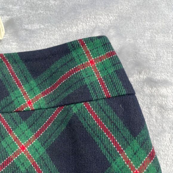 Talbots Skirt 12WP Navy Green Red Plaid Wool Blend Pencil Lined Stretch Waist - Picture 2 of 13
